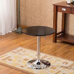 Contemporary Adjustable Bar Table Black MDF+Metal Wood top Chrome metal base