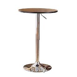 Contemporary Adjustable Bar Table Black MDF+Metal Wood top Chrome metal base