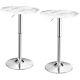 Costway 2pcs Adjustable Bar Table Round Pub Table Swivel Withfaux Marble Top White