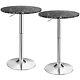 Costway 2pcs Round Pub Table Adjustable Swivel Bar Table Withfaux Marble Top Black