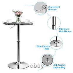 Costway 4PCS Round Pub Table Swivel Adjustable Bar Table withFaux Marble Top Black