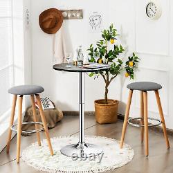 Costway 4PCS Swivel Adjustable Bar Table Round Pub Table withFaux Marble Top Black