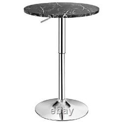 Costway Bar Table 36 x 24 Metal Frame with Round Wood Top Swivel Black Finish