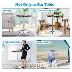 Costway Bar Table 36 x 24 Metal Frame with Round Wood Top Swivel Black Finish