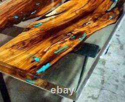 Epoxy Clear Table Top Resin Crystal Rectangle Dining Bar Table for Resorts