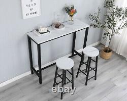 Fits Faux Marble Black Bar Table & 2 Chairs Kitchen Set