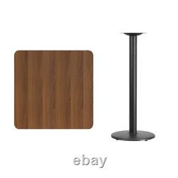 Flash Furniture 30 Square Walnut Laminate Table Top with 18 Round Bar Height