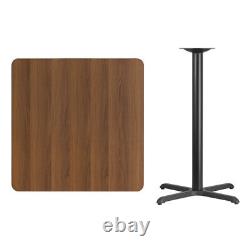 Flash Furniture 36 Square Walnut Laminate Table Top with 30 x 30 Bar Height