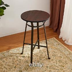 Glitzhome 41.25 H Rustic Steel Bar Table round Solid Elm Wood Top Dining Room P