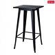Glitzhome 41.50h Steel Pub Bar Table With Square Solid Elm Wood Top Black