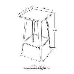 Glitzhome Bar Table 41.50 H, Solid Elm Wood Top Black Steel Metal/Wood Frame