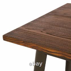 Glitzhome Metal Steel Bar Table Bistro Pub Sturdy Frame Pub Table Solid Wood Top