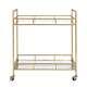 Gold Leaf Metal Glass Rolling Bar Cart Glass Top (30 In. W X 33 In. H)