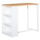 Homcom Bar Table 39 With 3-tier Storage Shelf Metal Frame Thick Tabletop White