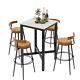 Industrial Bar Tall Table Heavy Duty Marble-top Dining Coffee Pub Kitchen Table