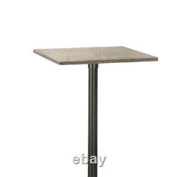 Industrial Square Metal Bar Table With Wooden Top Black