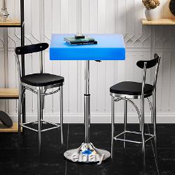 LED Luminous Adjustable Height Pub Bar Table 16 Colors Changing Square Tabletop