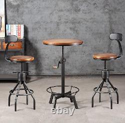 LOKKHAN 33.5-39.4 Inch Tall Industrial Bar Table-Adjustable Bar Height Bistro Wh