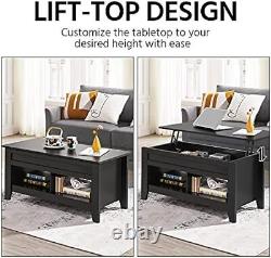 Lift Top Coffee Table for Living Room with Storage Drawers Wood Center Table
