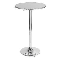 Lumisource Bar Table Bistro Round Silver Adjustable