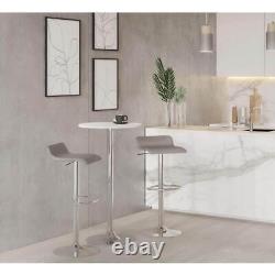 Lumisource Bar Table White Wood Top Adjustable Height with Chrome Pedestal Base