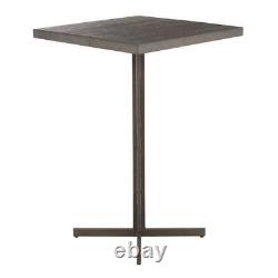 Lumisource Pedestal Bar Table 42 x 27.5 Bamboo Top Espresso, Antique Metal Leg