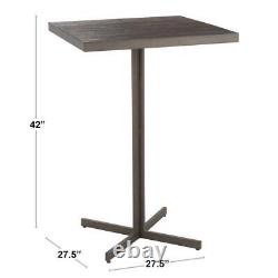 Lumisource Pedestal Bar Table 42 x 27.5 Bamboo Top Espresso, Antique Metal Leg