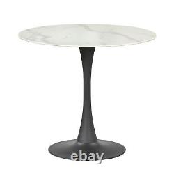 Marbled Top Modern Pedestal Dining Kitchen Table Round