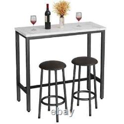 Mieres 3-Piece Rectangle Top Bar Table Set 15.7Wx39.4L With(2-Upholstered Stool)