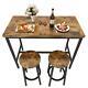 Mieres Bar Table Set 3-piece Rustic Rectangle Wood Top, Metal Frame Material