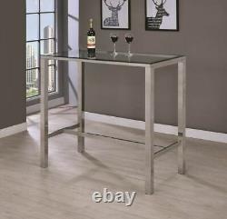 Modern Bar Table With Glass Top Chrome