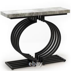 Modern Marble Console Table Sofa Table & Support Steel Bar Sturdy Entryway Table