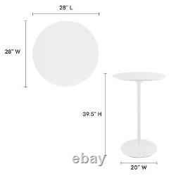 Modway Lippa Round 28 Mid-Century Modern Bar Table in White