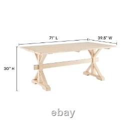 Modway Windchime 71 Wood Dining Table in Natural