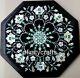 Mother Of Pearl Inlay Work Coffee Table Top Octagon Black Marble Entryway Table