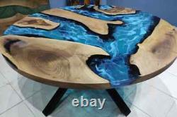 Ocean Round Epoxy Top Handmade Center Coffee/Dining Table Resin Bar Table Decor