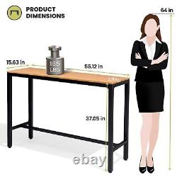 Outdoor Bar Table 55'' Rectangle Metal Patio Counter Height Table High Pub Table