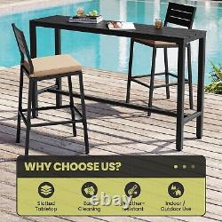 Outdoor Bar Table 63'' Rectangle Metal Patio Counter Height Table High Pub Table