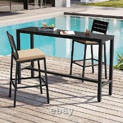 Outdoor Bar Table 63'' Rectangle Metal Patio Counter Height Table High Pub Table