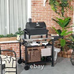 Outsunny Outdoor Grill Cart with Foldable Side Table, new