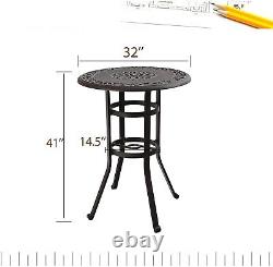 Patio Bar Table, 41 Height High Top Outdoor Table, Cast Aluminum Round Table