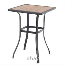 Patio Bar Table Outdoor Bar Height Bistro Table with Wooden-Like Table Top