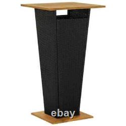 Rattan Patio Bar Table 23.6 x 43.3 Height Wooden Top Kitchen Pub Outdoor Table