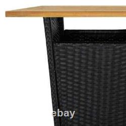 Rattan Patio Bar Table 23.6 x 43.3 Height Wooden Top Kitchen Pub Outdoor Table