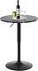 Round Bar Table, Adjustable Table, Mdf Top With Black Metal Pole Support And Base