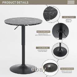Round Bar Table, Adjustable Table, Mdf Top with Black Metal Pole Support and Base