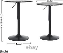 Round Bar Table, Adjustable Table, Mdf Top with Black Metal Pole Support and Base