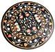 Round Marble Dinner Table Top Flower Design Inlay Work Bar Table For Hotel Decor