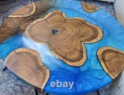 Round Table Top Blue Epoxy Coffee Table Resin Tops Desk Bar Table Cafeteria Deco