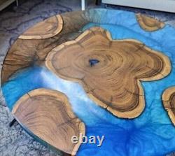 Round Table Top Blue Epoxy Coffee Table Resin Tops Desk Bar Table Cafeteria Deco